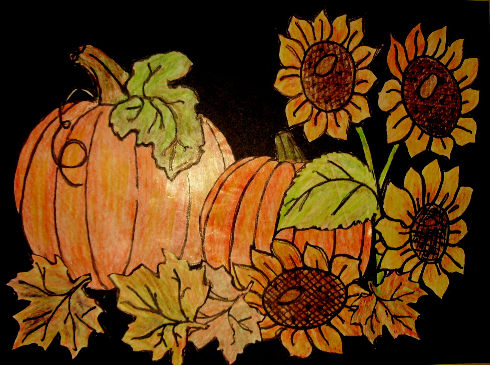 Sunflowers and Pumpkins