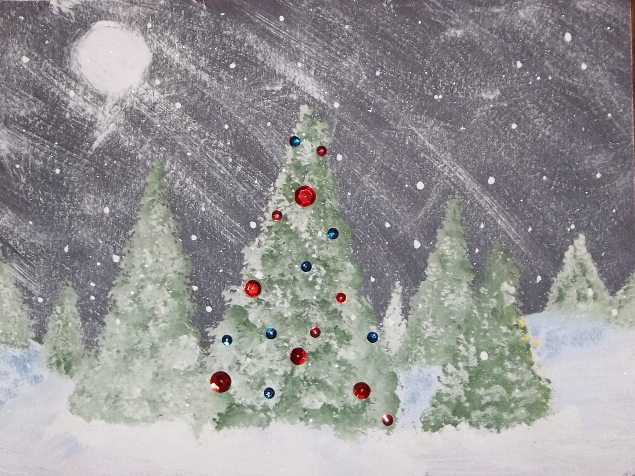 winter christmas tree scene